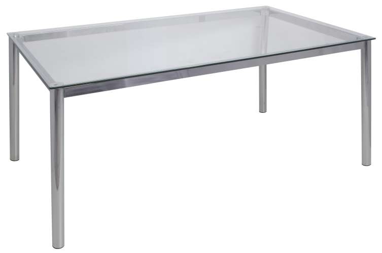 MESA MODULAR CROMADA 160X90_73 - Tampo de Vidro Incolor MESA MODULAR CROMADA 160X90_73 - Tampo de Vidro Incolor